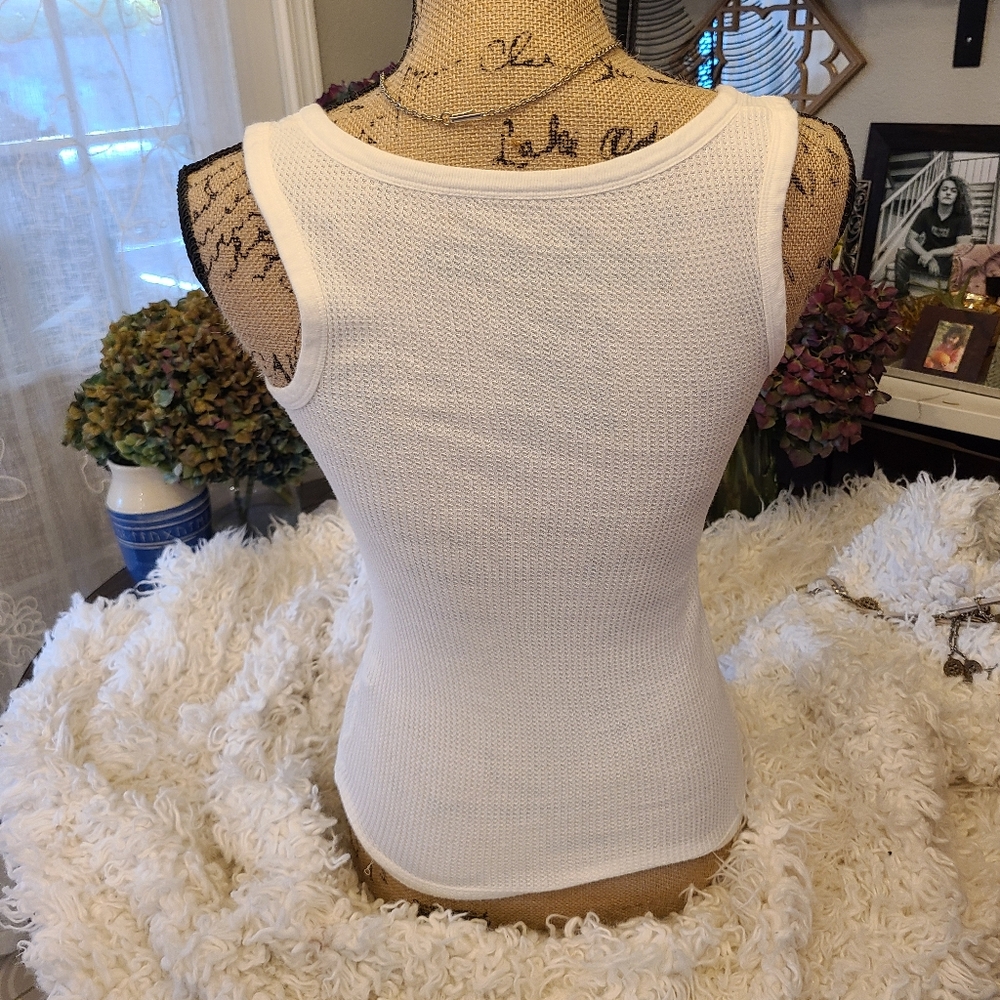 Nollie - White Henley Waffle Tank - S - Picture 2 of 3